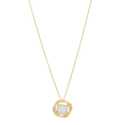 David Yurman 18K Yellow Gold Diamond 11mm Infinity Pendant Necklace 1 of 3
