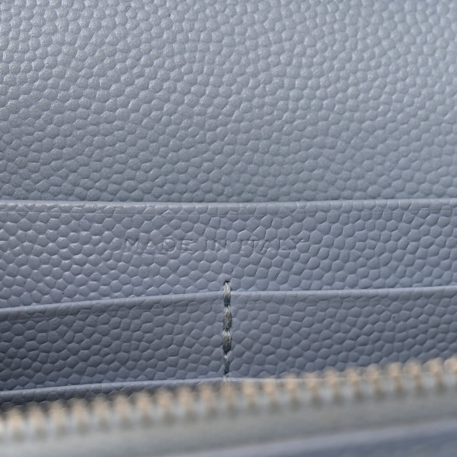 Saint Laurent Grain De Poudre Matelasse Chevron Monogram Chain Wallet Sky Blue 6 of 9