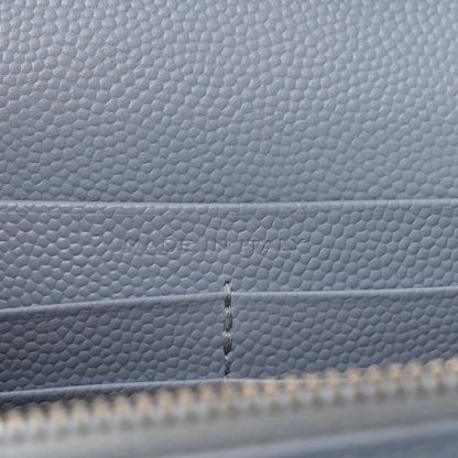 Saint Laurent Grain De Poudre Matelasse Chevron Monogram Chain Wallet Sky Blue 6 of 9