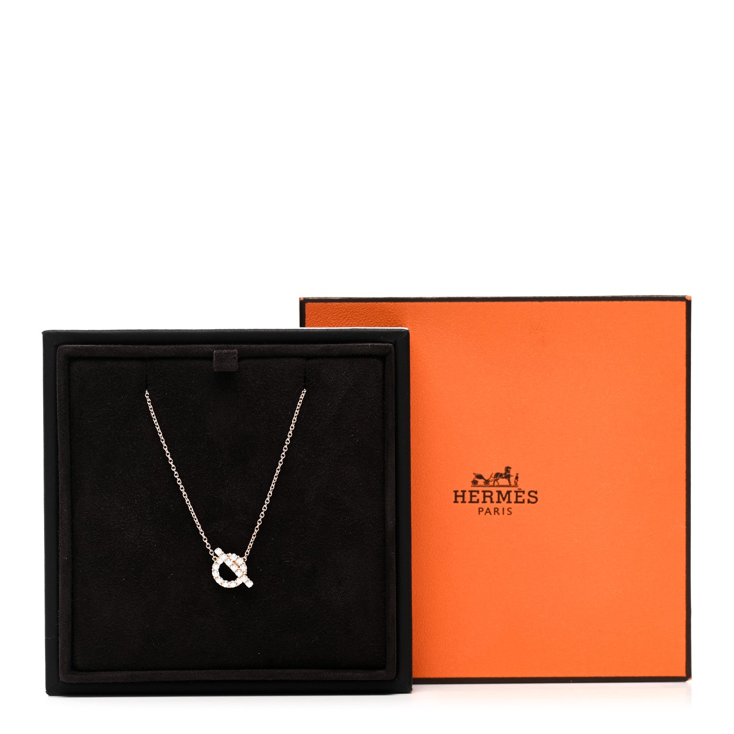 Hermes 18K Rose Gold Diamond Finesse Pendant Necklace 5 of 5