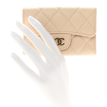 Chanel Caviar Quilted Flap Card Holder Wallet Light Beige 2 of 9