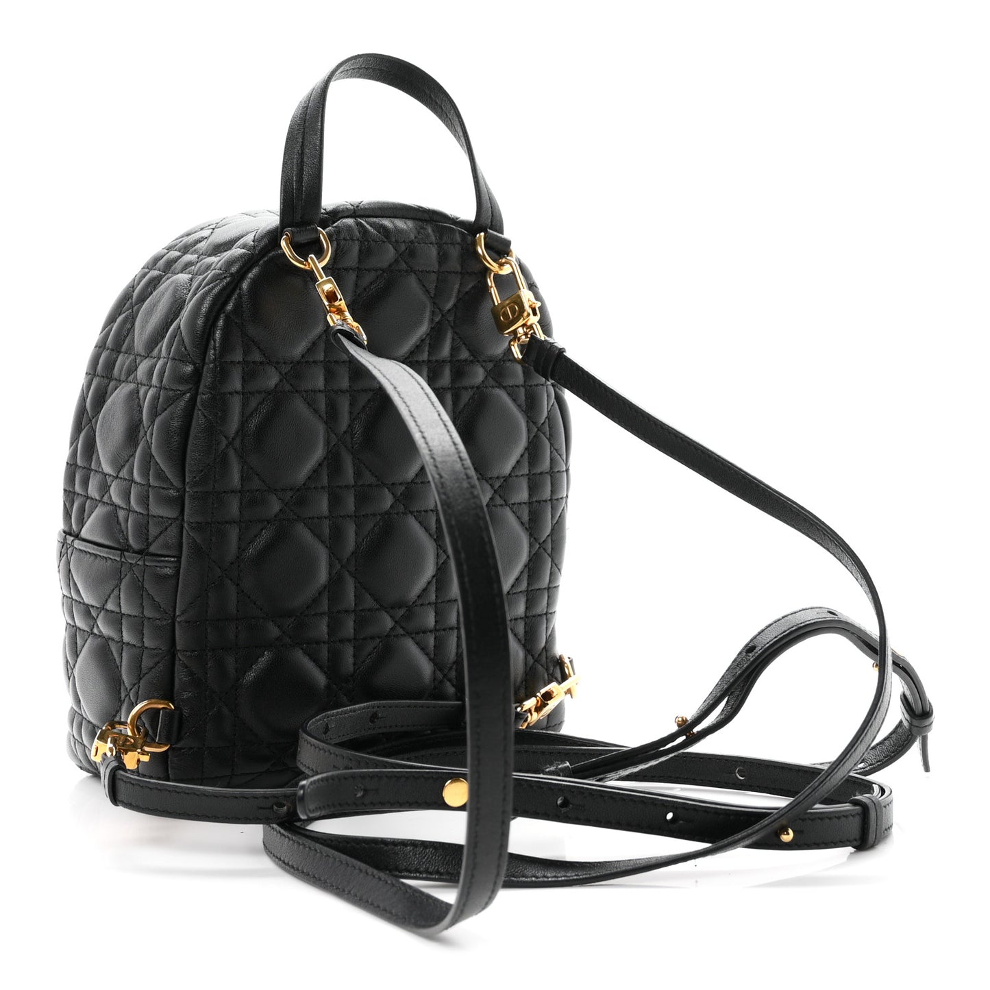 Lambskin Cannage Mini Backpack Black