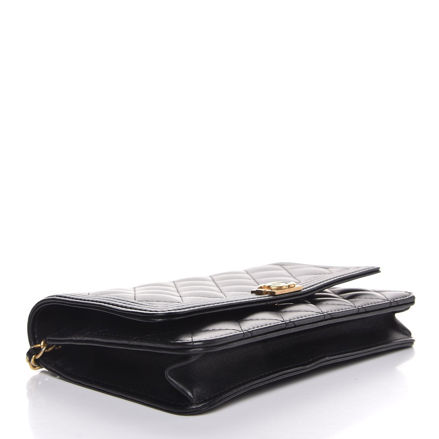 Lambskin Quilted Boy Wallet On Chain WOC Black