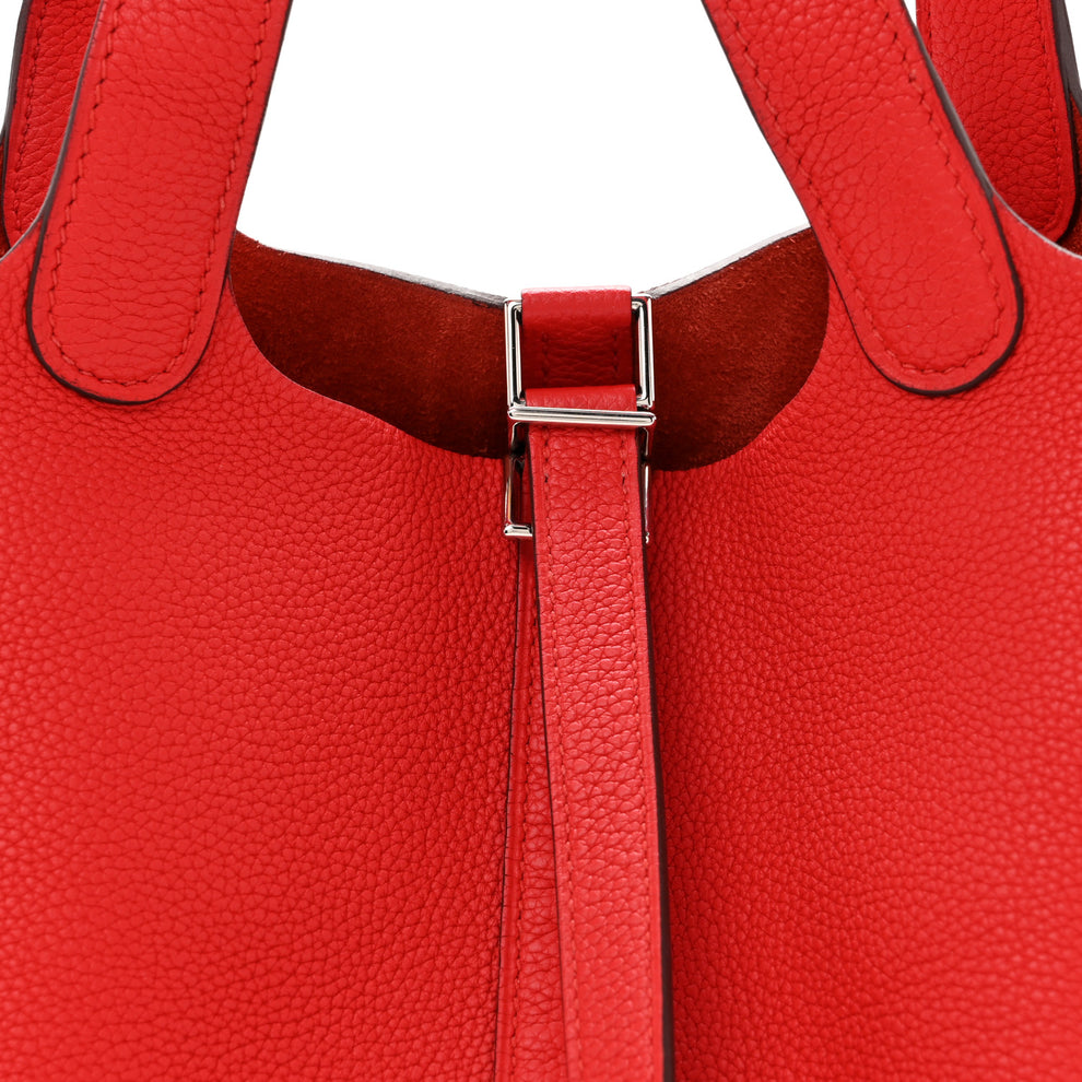Hermes Taurillon Maurice Picotin Lock 18 PM Rouge Piment 1994399 ...