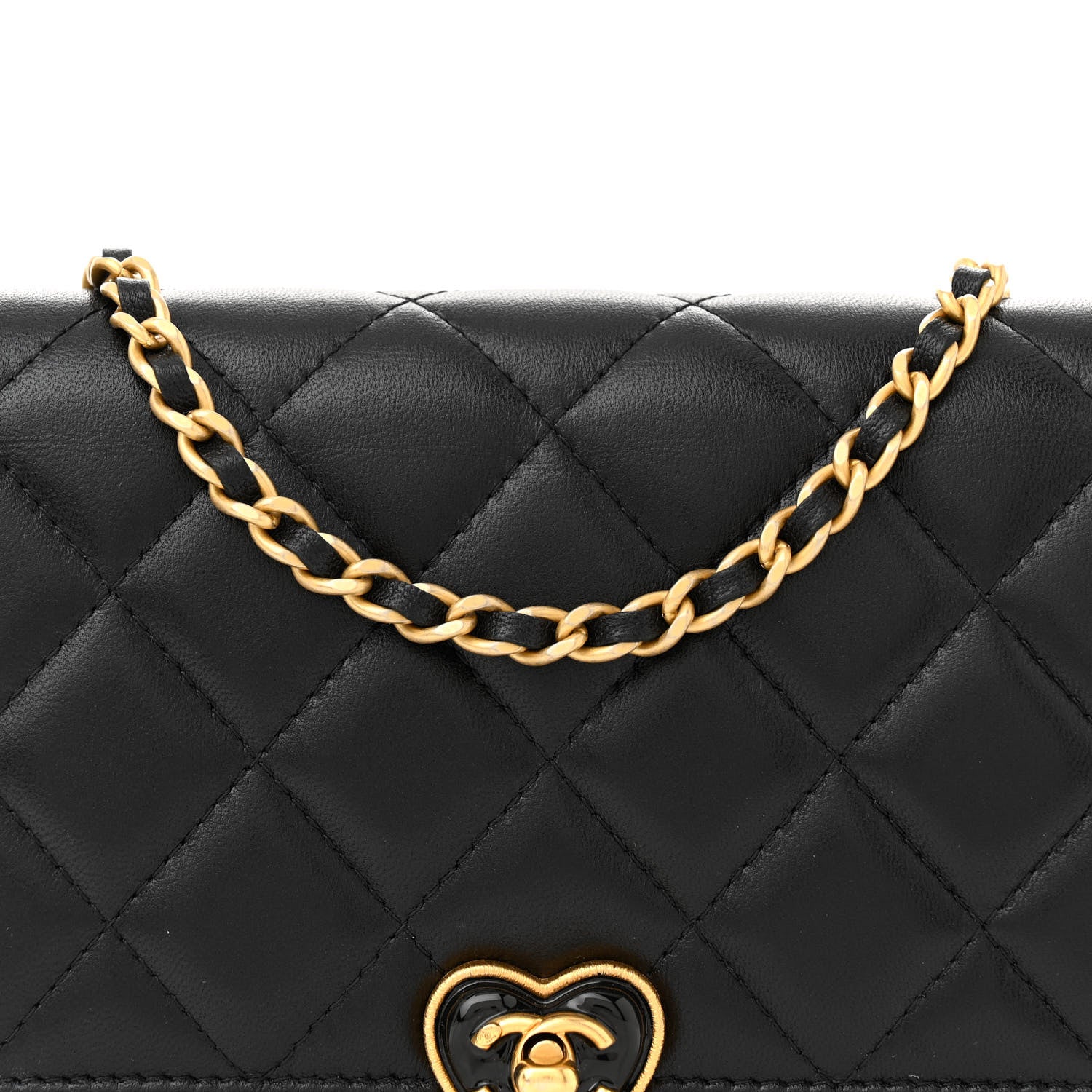 Chanel Lambskin Plexiglass Quilted Coco Love Wallet On Chain WOC Black 8 of 12