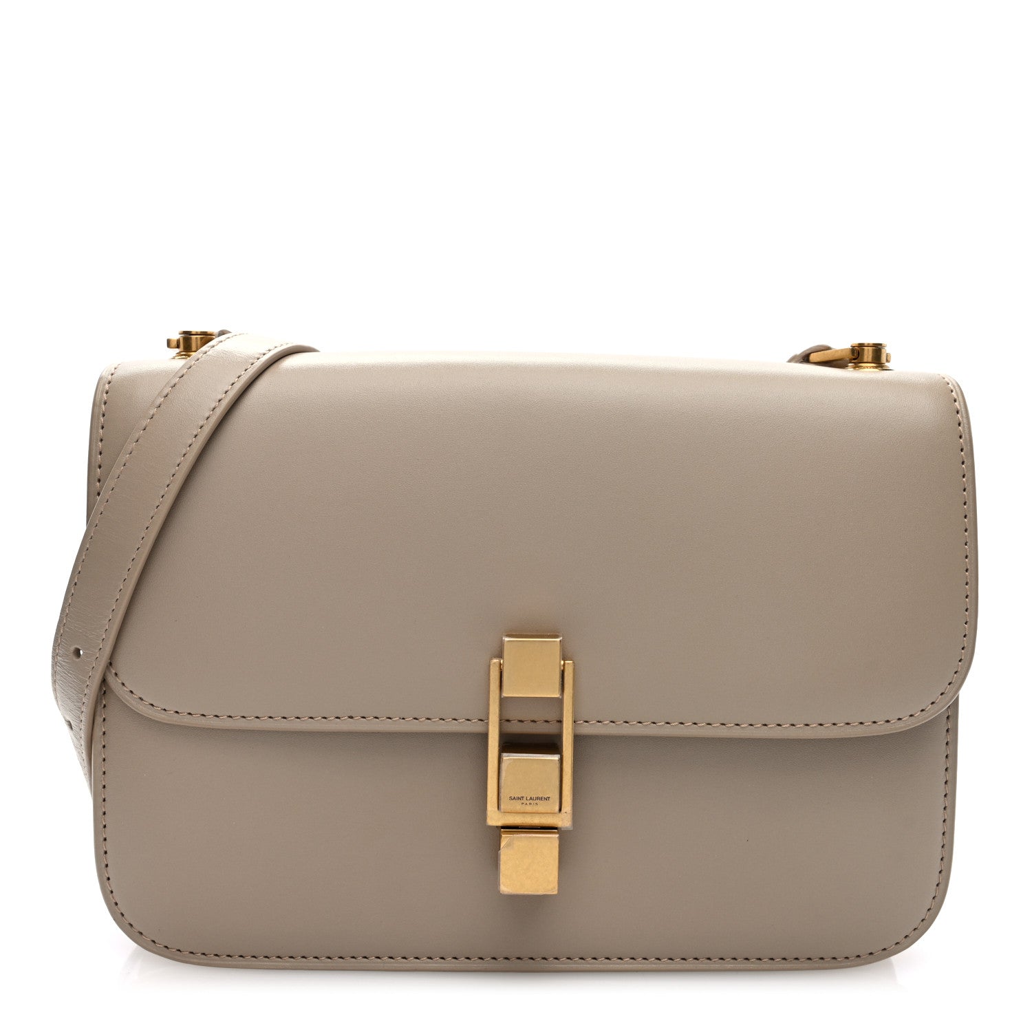 Saint Laurent Smooth Calfskin Le Carre Satchel Dark Beige 1 of 9