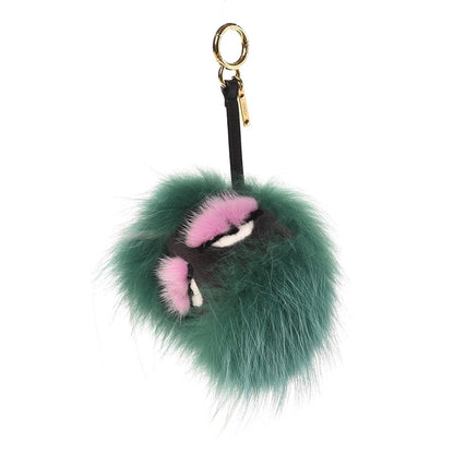 Fendi Fox Rabbit Goat Mink Fur Vitello Flamingo Minty Monster Bag Bug Charm Green Apple Multicolor 1 of 5