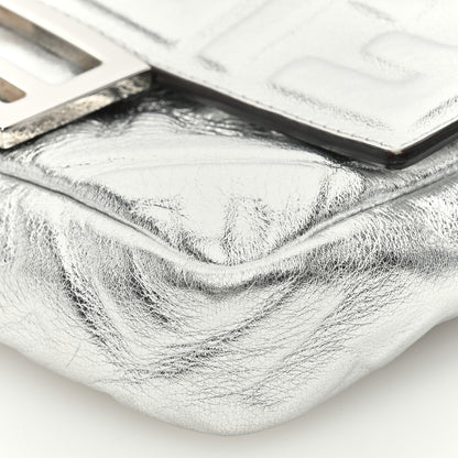 Fendi Vitello Catalan FF 1974 Embossed Mini Baguette Argento 10 of 10