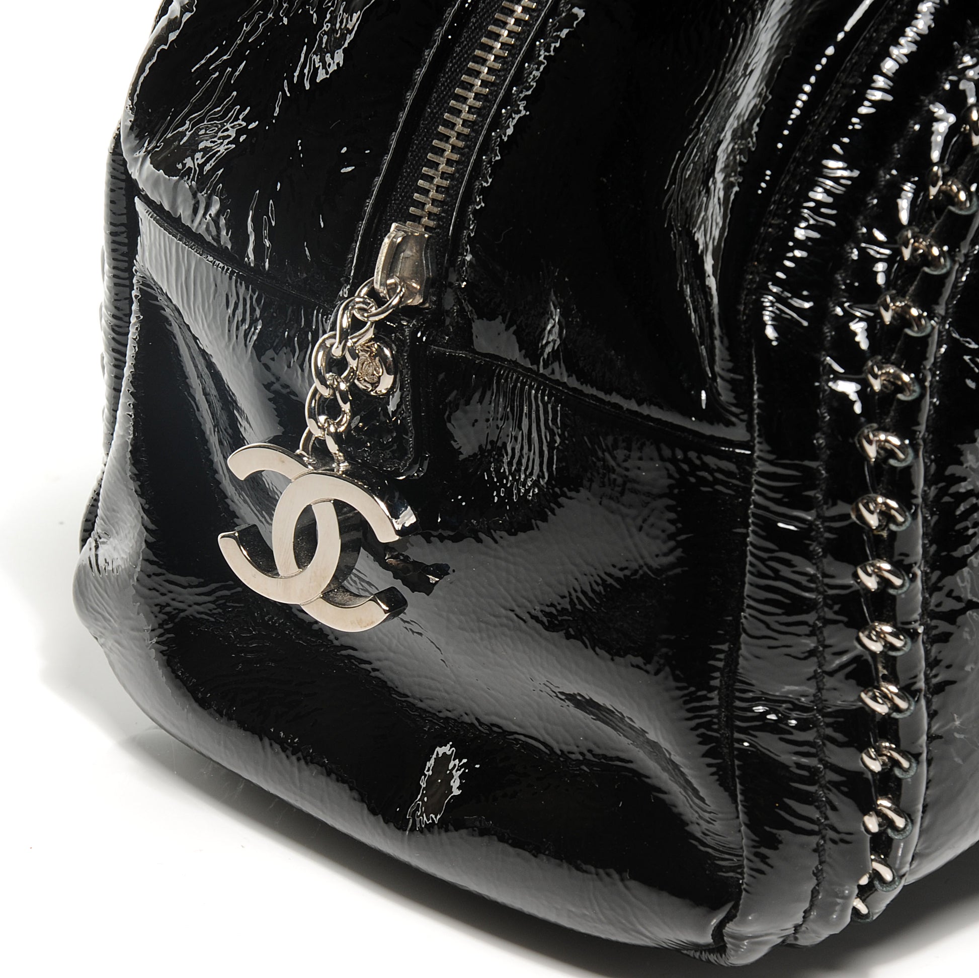 Chanel Patent Luxe Ligne Medium Bowler Black 8 of 8
