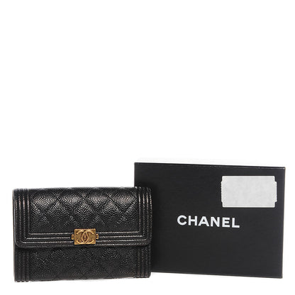 Chanel Caviar Quilted Boy Flap Card Holder Wallet Black 5 of 9