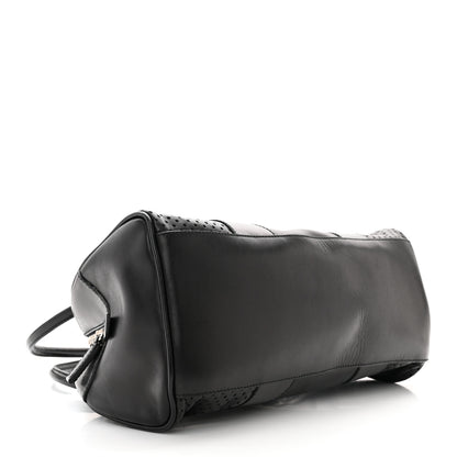 Prada Vitello Drive Perforated Bowling Bag Black 4 of 10