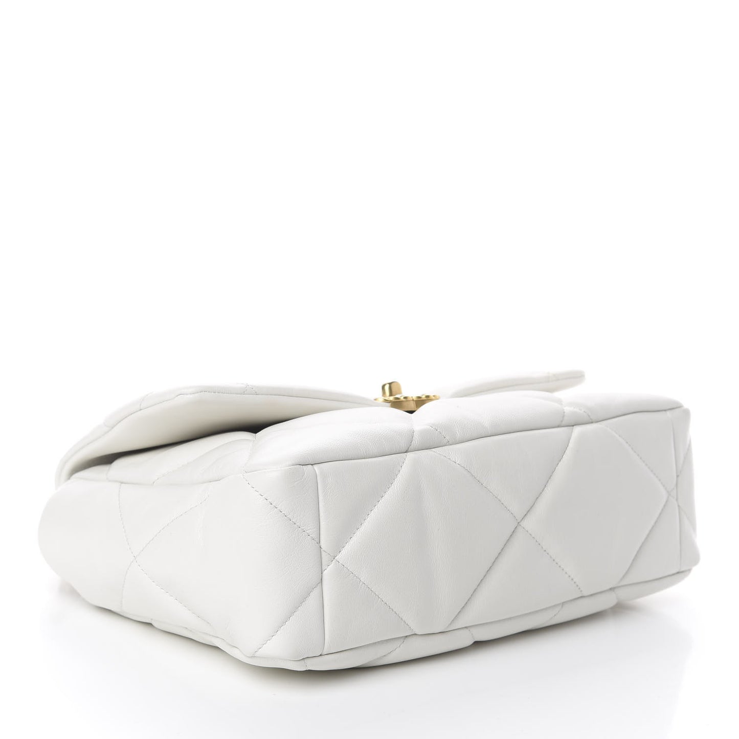 Lambskin Quilted Large 19 Flap Light White