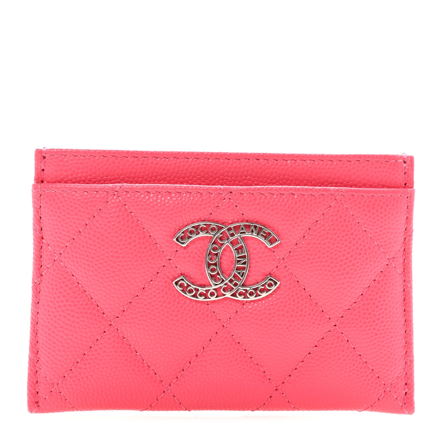 Chanel Caviar Quilted CC Logo Card Holder Pink 1 of 8