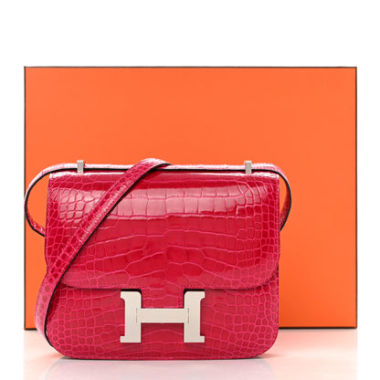 Hermes Shiny Alligator Constance 18 Rose Extreme 13 of 13