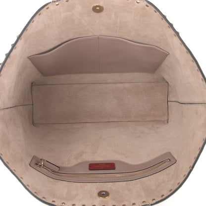 Valentino Garavani Grained Calfskin Rockstud Shoulder Tote Poudre 5 of 9