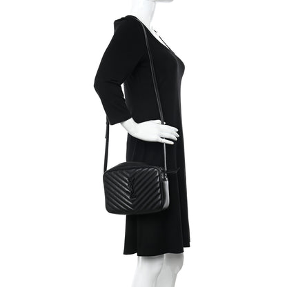 Saint Laurent Calfskin Matelasse Monogram Monochrome Lou Camera Bag Black 2 of 9
