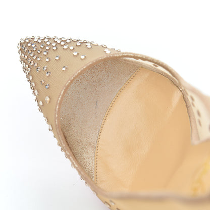 Christian Louboutin Suede Silk Crystal Strass Follies 100 Pumps 38 Light Silk 11 of 15