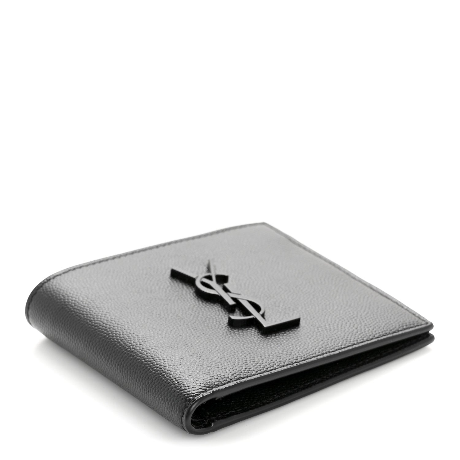Saint Laurent Grain De Poudre Monogram Monochrome East West Cassandre Bifold Wallet Black 8 of 18