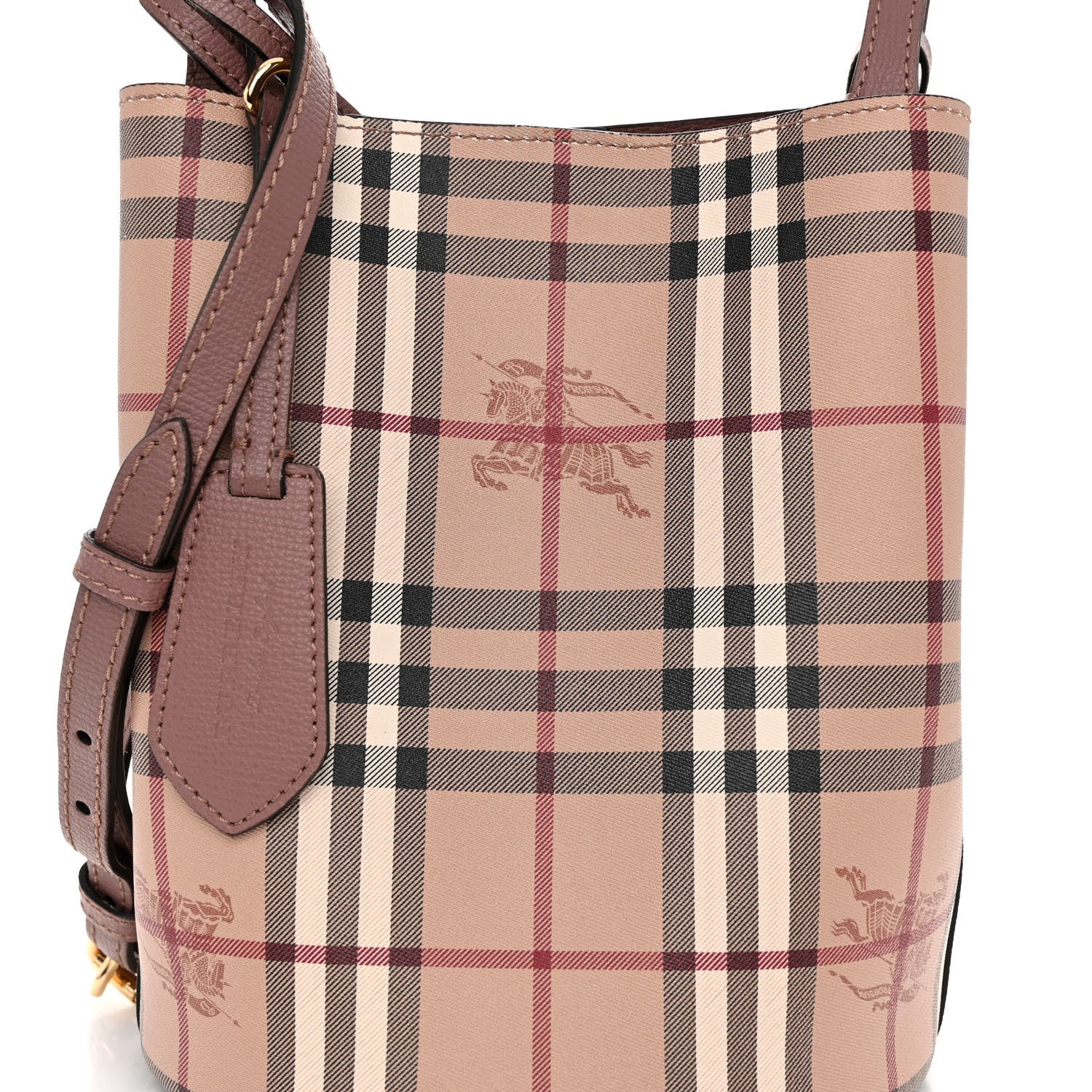 Burberry Haymarket Check Colours Small Lorne Bucket Crossbody Elderberry 7 of 9