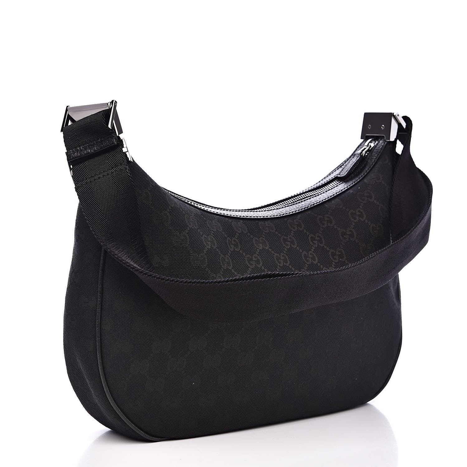 Gucci Monogram Medium Half Moon Hobo Black 3 of 10