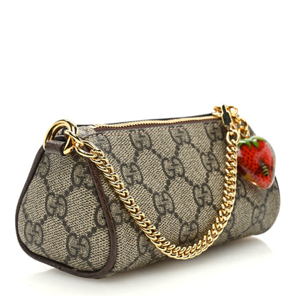 Gucci GG Supreme Monogram Strawberry Retro Interlocking G Barrel Coin Purse Beige Ebony 3 of 9