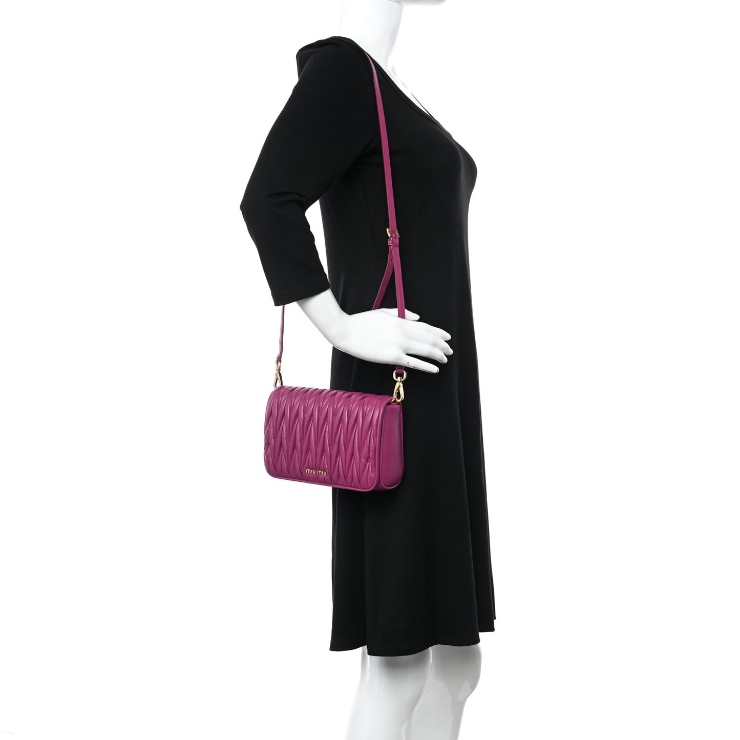 Nappa Matelasse Crossbody Flap Fuxia