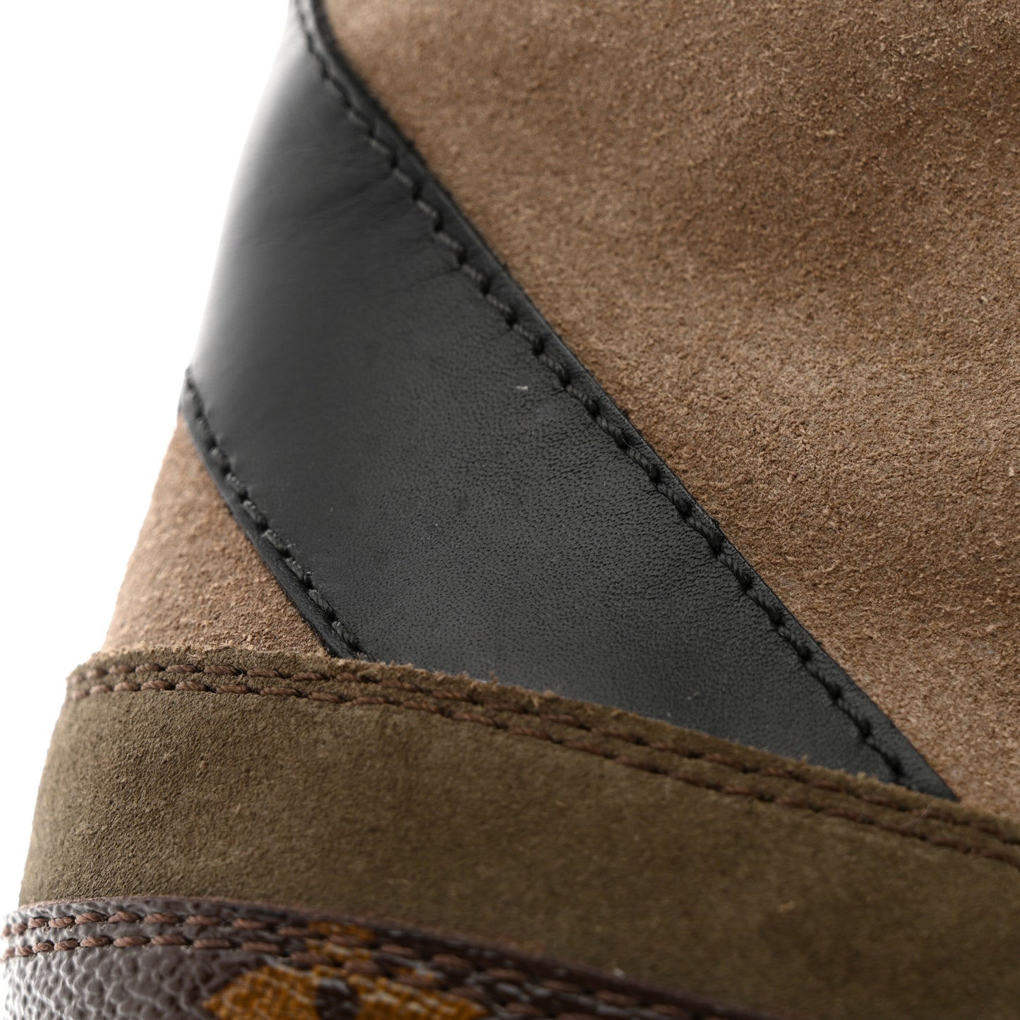 Suede Calfskin Monogram Laureate Platform Desert Boots 40 Taupe