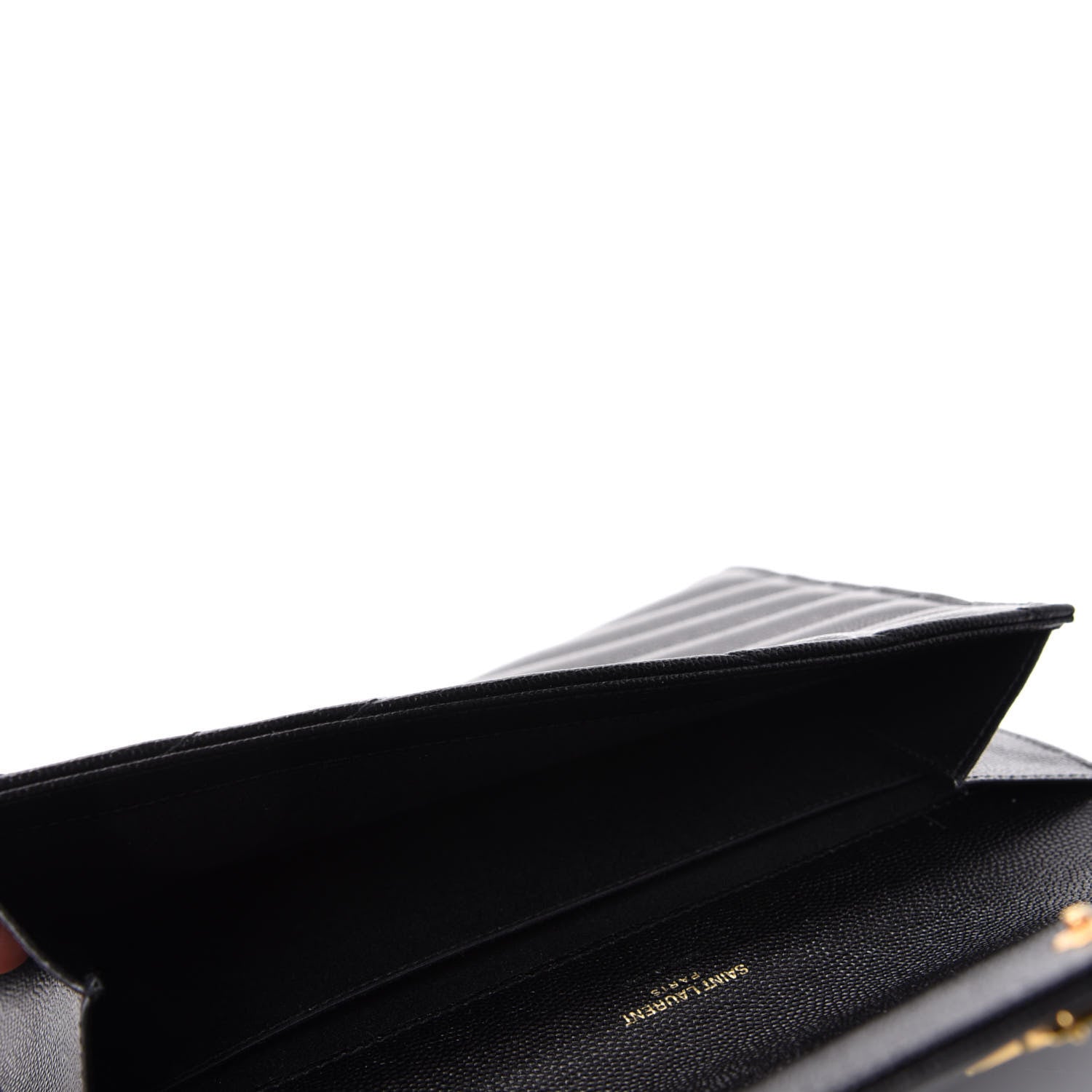 Saint Laurent Grain De Poudre Matelasse Chevron Monogram Envelope Clutch Black 5 of 11