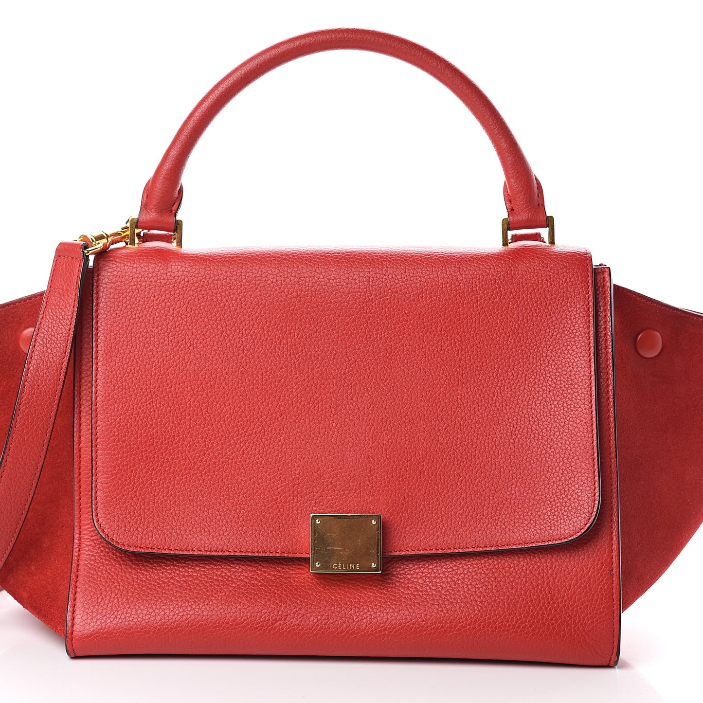 Drummed Calfskin Suede Small Trapeze Coquelicot