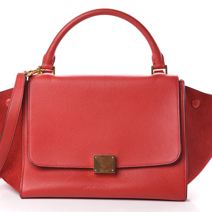 Celine Drummed Calfskin Suede Small Trapeze Coquelicot 6 of 8