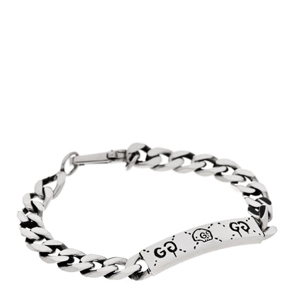 Gucci Sterling Silver GucciGhost Hamlet Skull ID Chain Bracelet 1 of 4