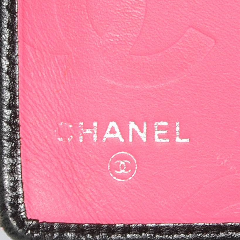 Calfskin Quilted Cambon Yen Wallet Black
