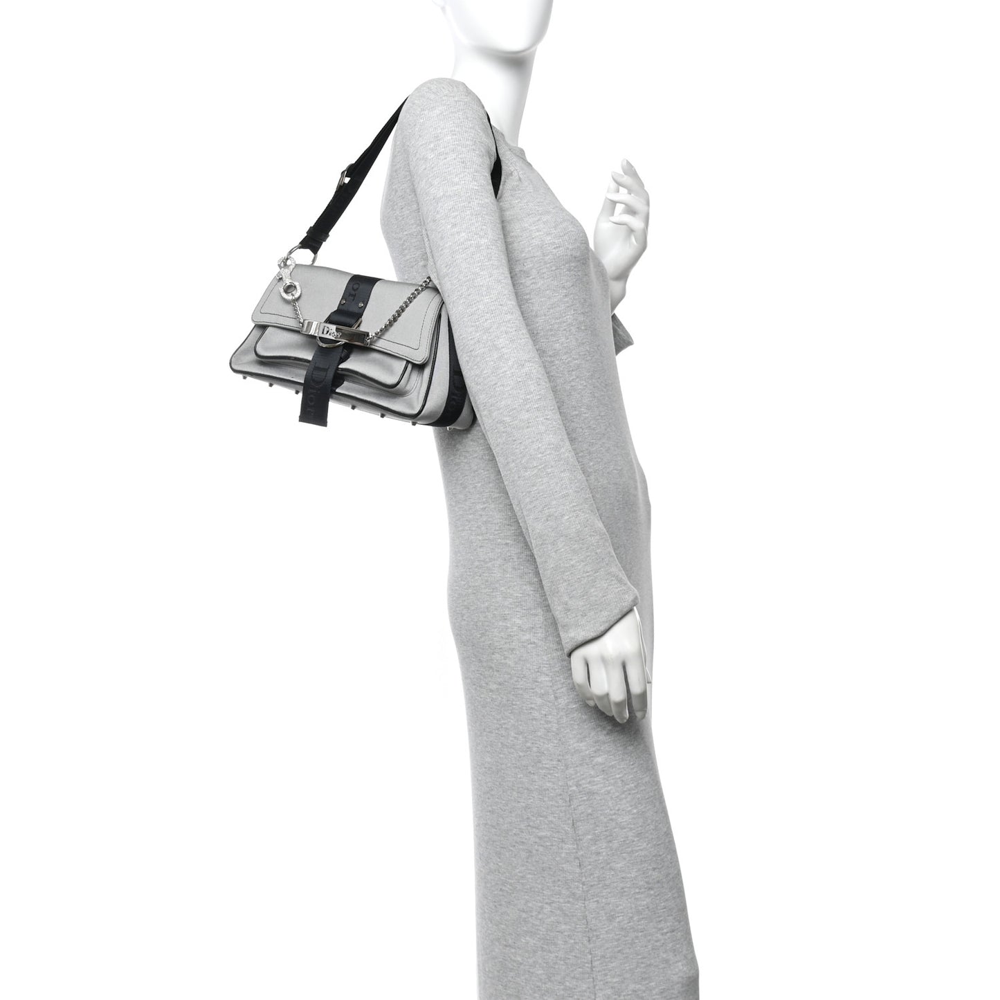 Silk Jersey Crystal Hardcore Bag Grey Black