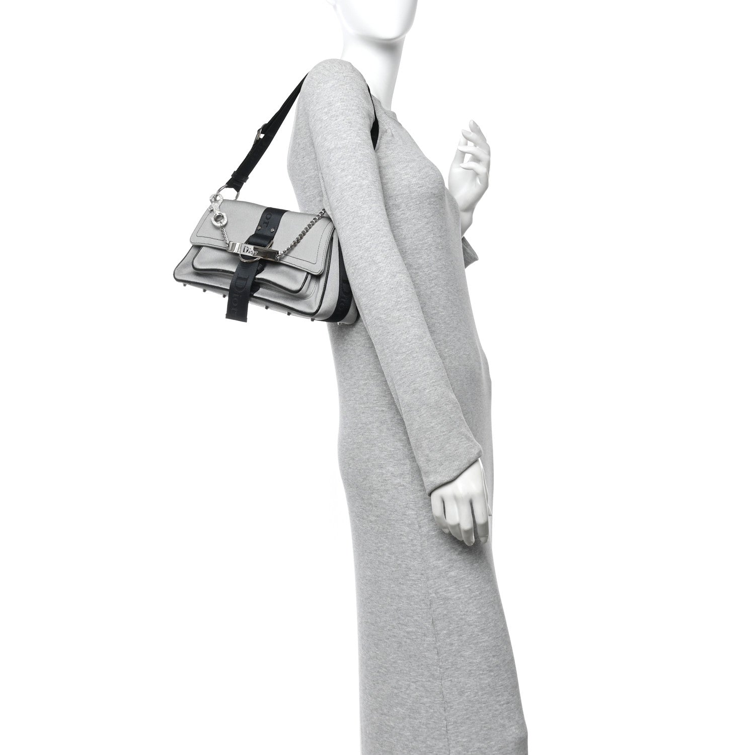 Christian Dior Silk Jersey Crystal Hardcore Bag Grey Black 2 of 10