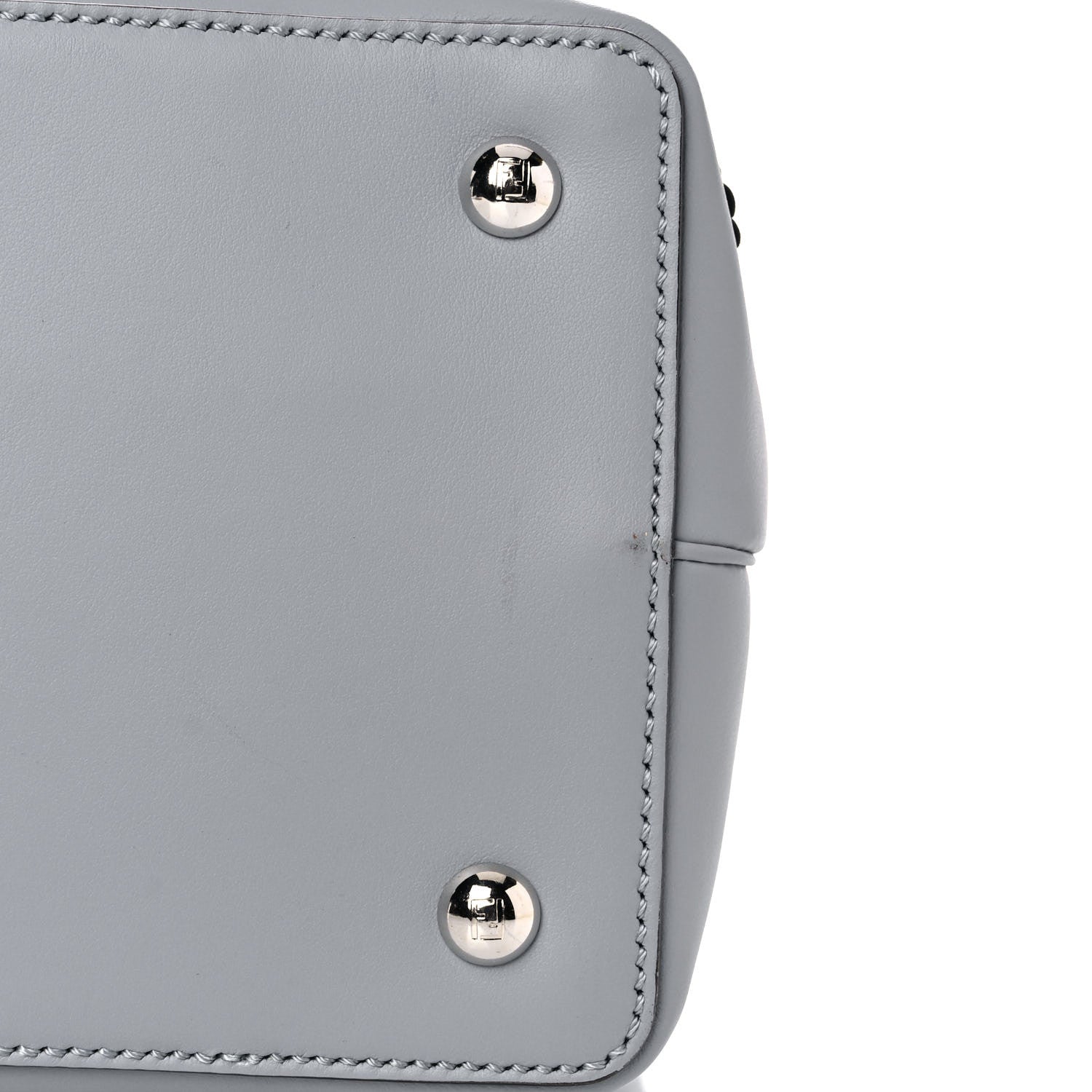 Fendi Vitello Elite Flower Studded Petite 2Jours Tote Grey 7 of 11