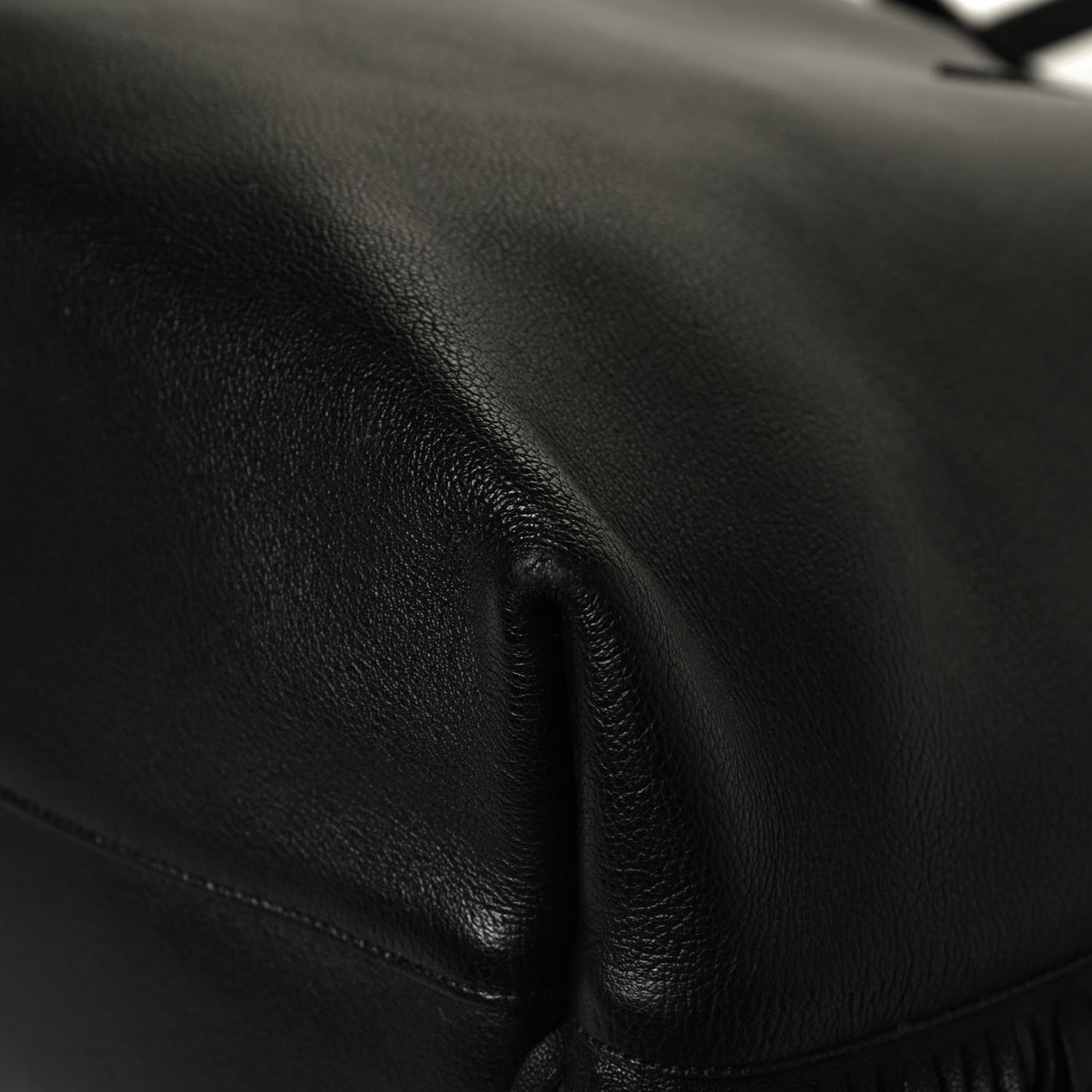 Calfskin Large Fringe Shopping Tote Black