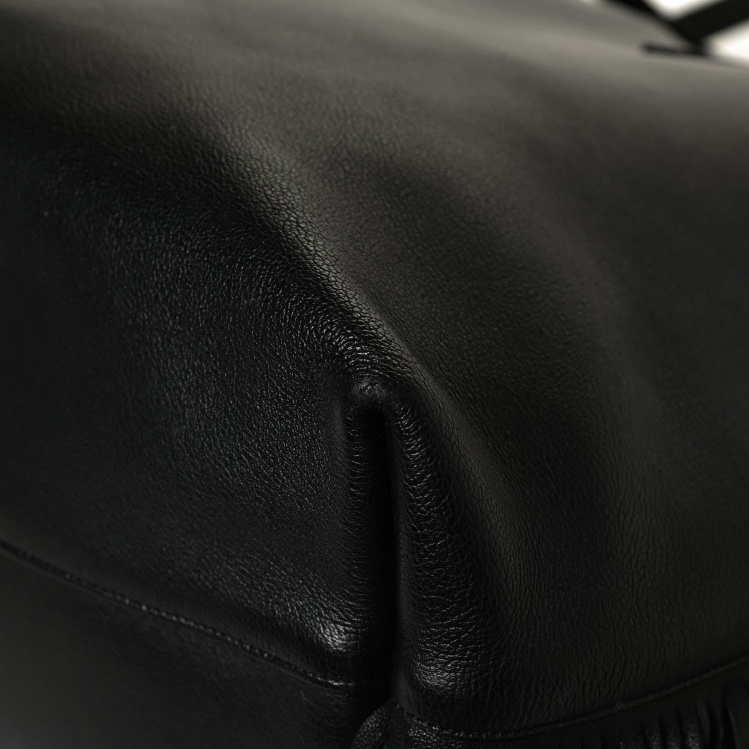 Saint Laurent Calfskin Large Fringe Shopping Tote Black 12 of 15