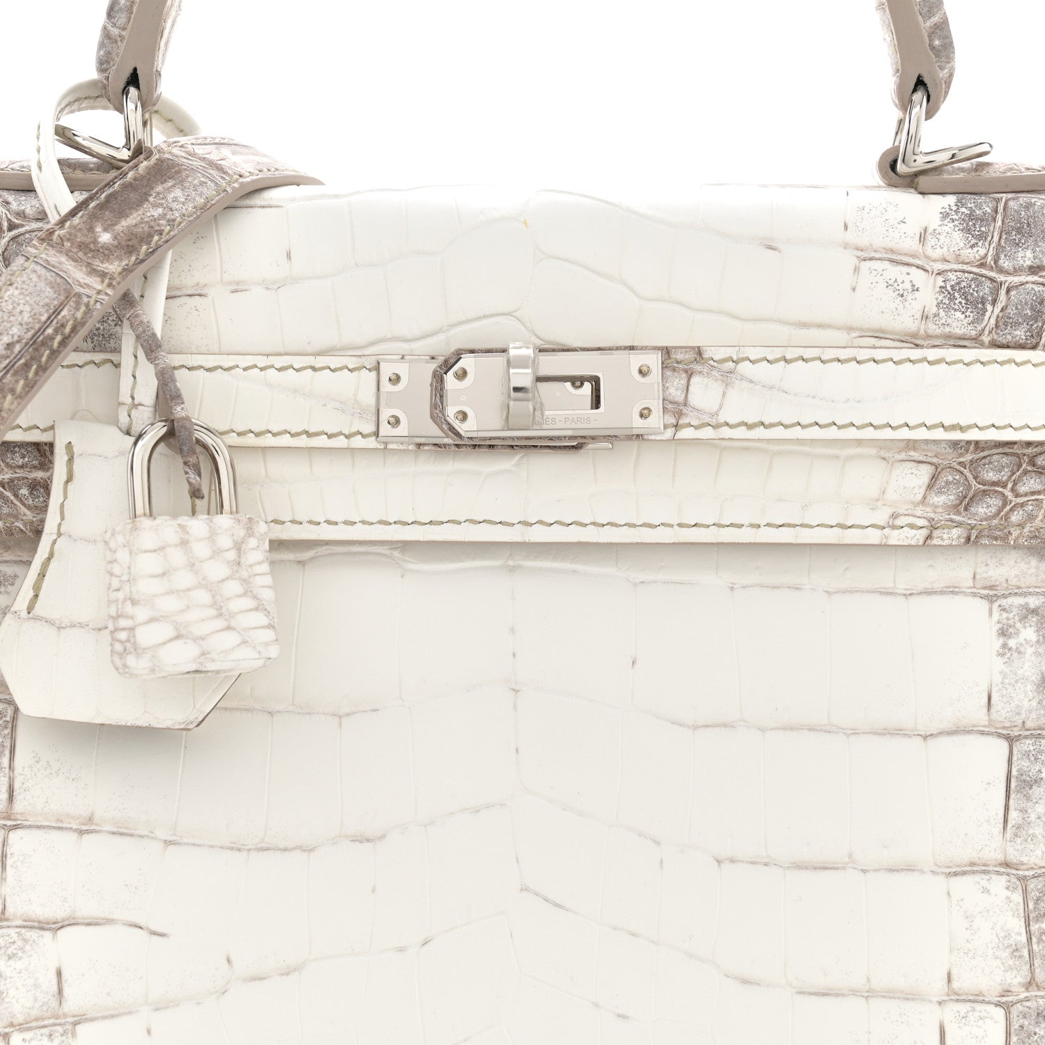 Hermes Matte Niloticus Crocodile Himalaya Kelly Retourne 25 White 8 of 11