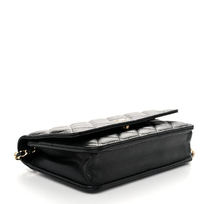 Chanel Caviar Quilted Wallet With Charms On Chain WOC Black 4 of 11