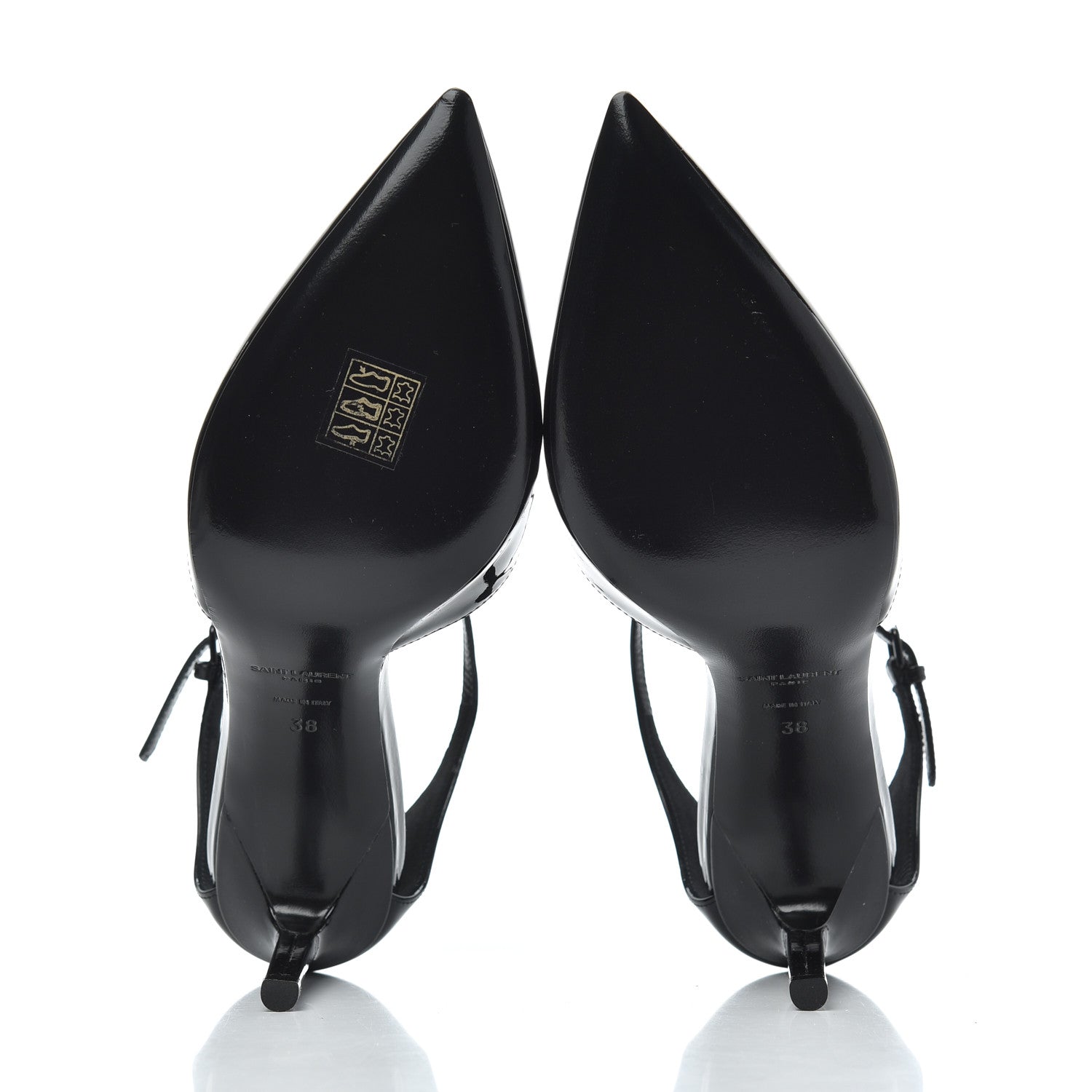 Saint Laurent Patent Anja 85 Ankle Strap Pointed Pumps 38 Black 5 of 9