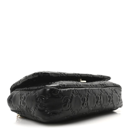 Gucci Lambskin Embossed Mini GG Milano Top Handle Shoulder Bag Black 4 of 9