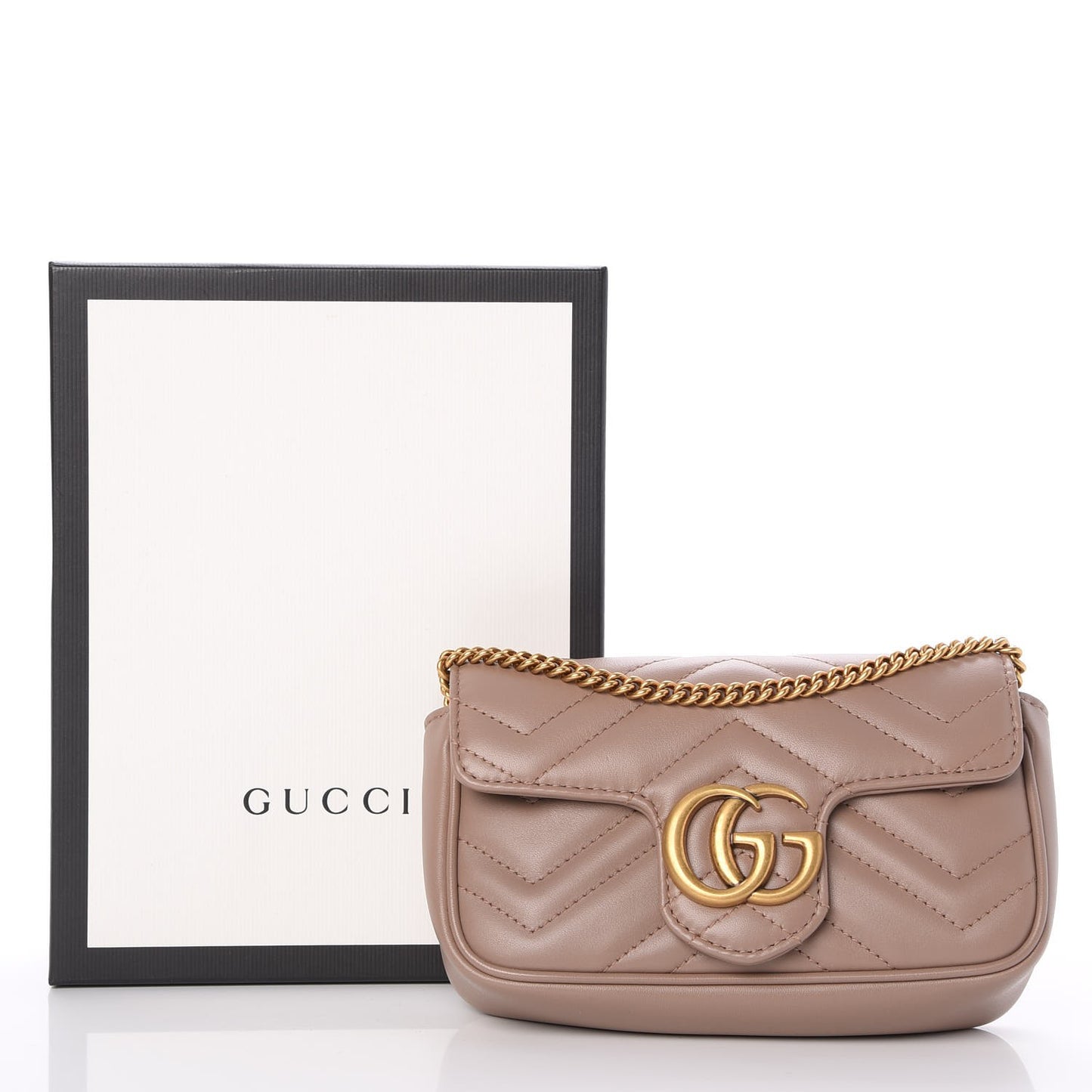 Calfskin Matelasse Super Mini GG Marmont Shoulder Bag Porcelain Rose