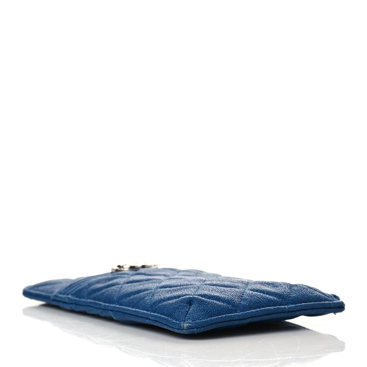 Chanel Caviar Quilted Boy Flat Wallet Pouch Blue 6 of 11