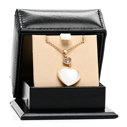 Chopard 18K Rose Gold Diamond Mother of Pearl Happy Hearts Necklace 5 of 5
