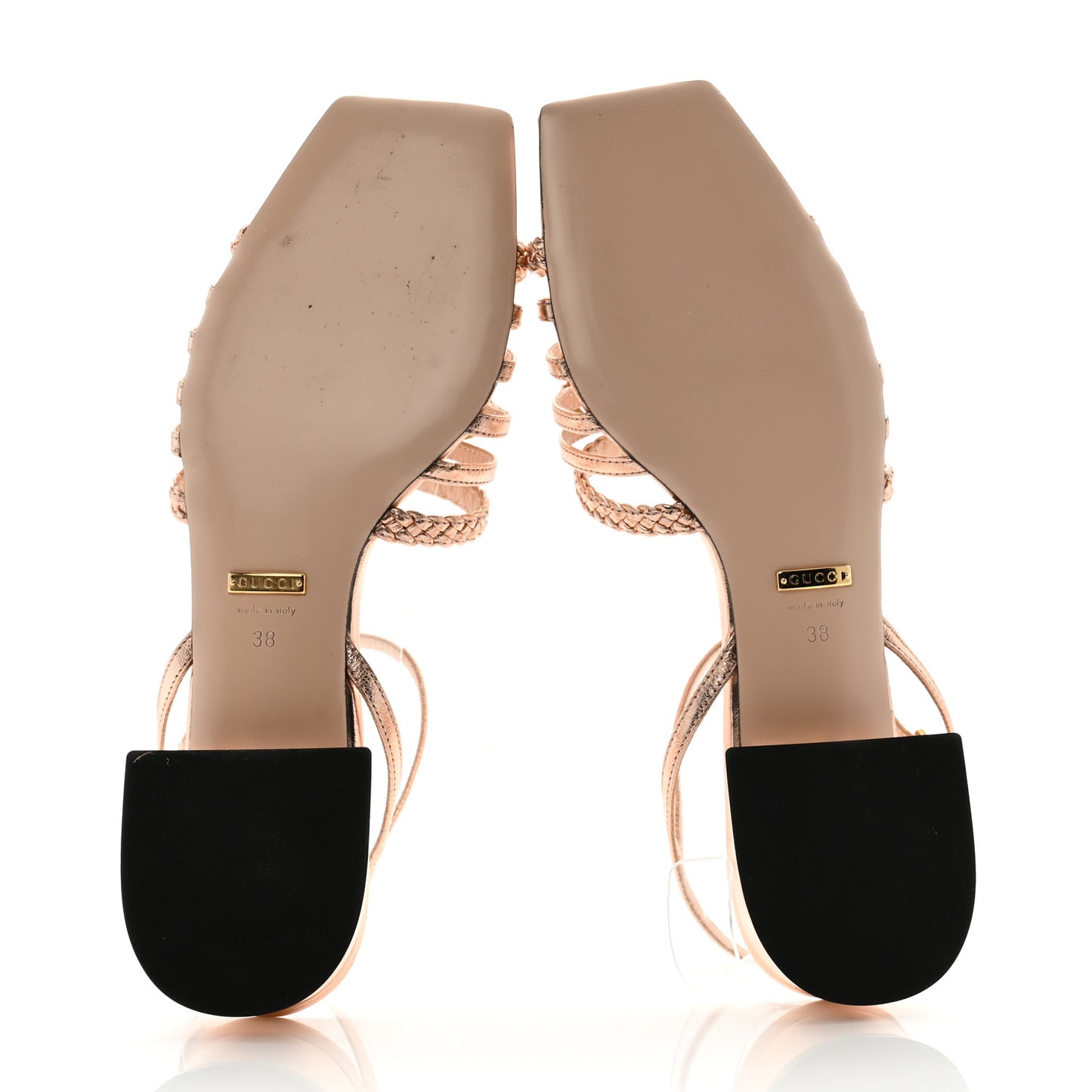 Metallic Nappa Braided Ketty Horsebit Sandals 38 Salmone