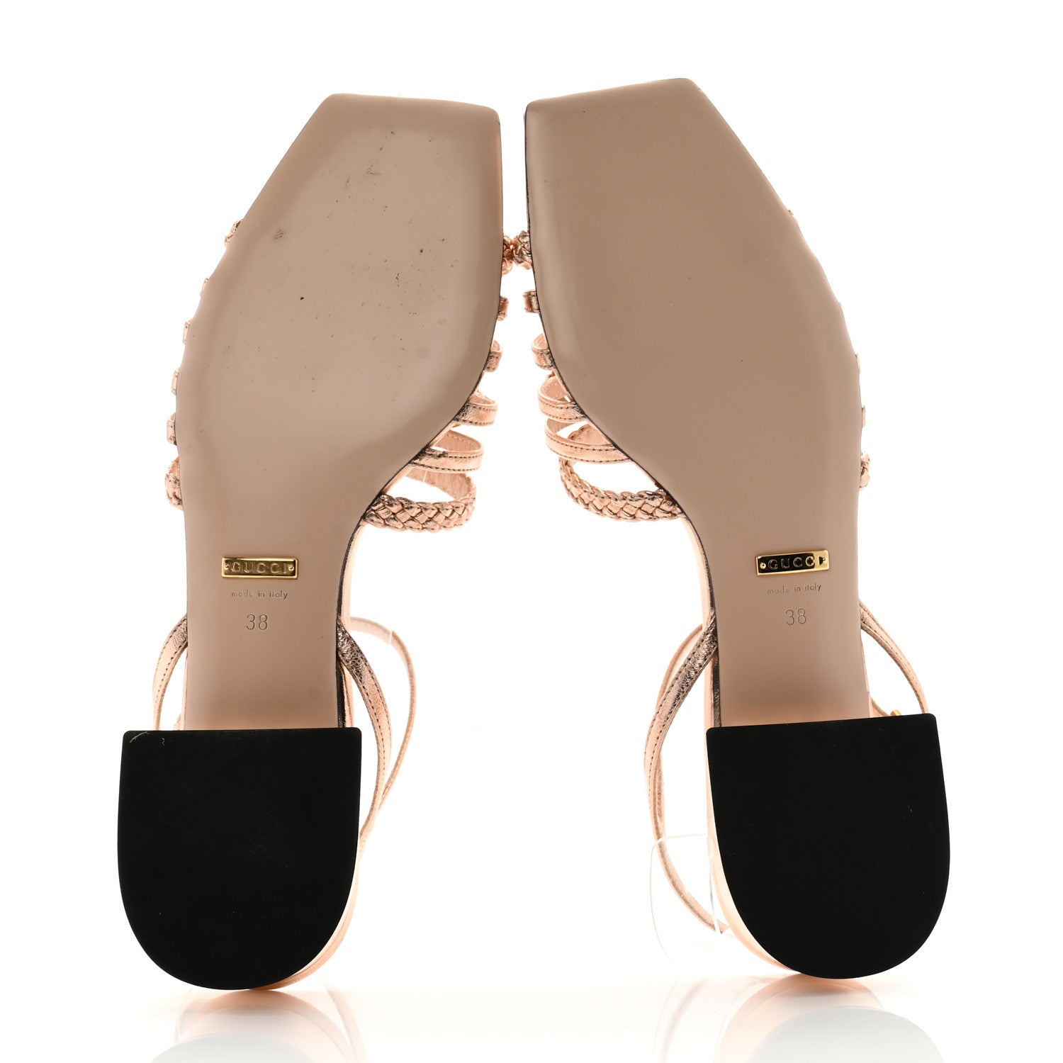 Gucci Metallic Nappa Braided Ketty Horsebit Sandals 38 Salmone 5 of 10