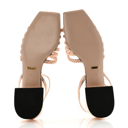 Gucci Metallic Nappa Braided Ketty Horsebit Sandals 38 Salmone 5 of 10