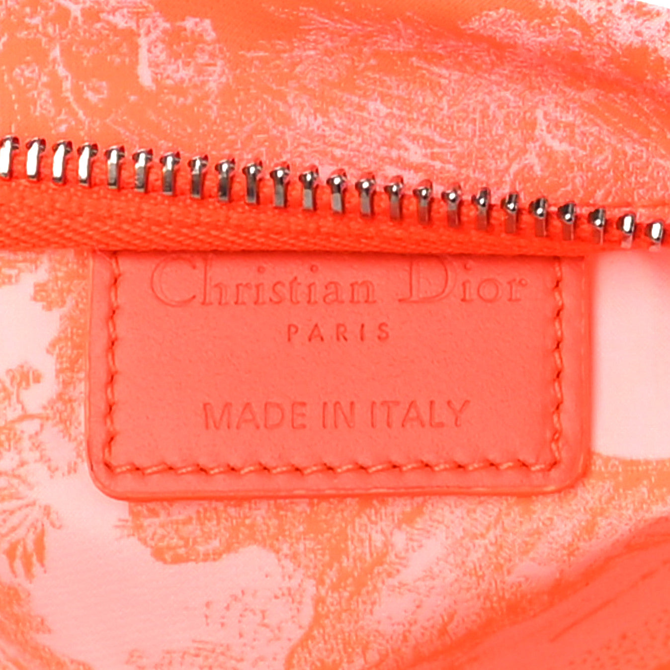 Embroidered Toile De Jouy Diortravel Zipped Pouch Orange