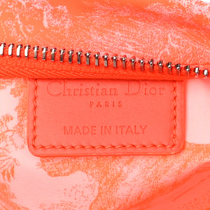 Christian Dior Embroidered Toile De Jouy Diortravel Zipped Pouch Orange 6 of 9