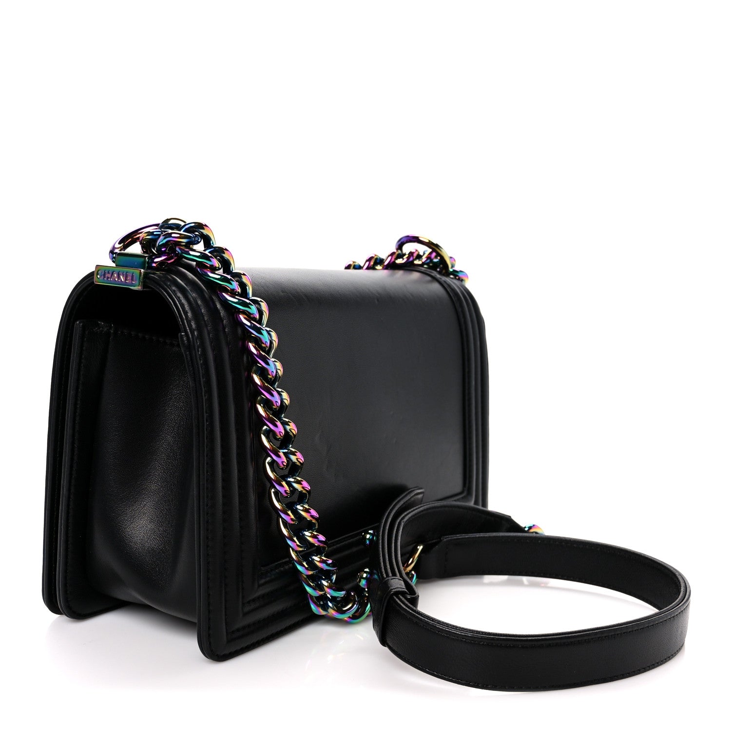Chanel Lambskin LED Iridescent Metal Medium Boy Flap Black Multicolor 3 of 13